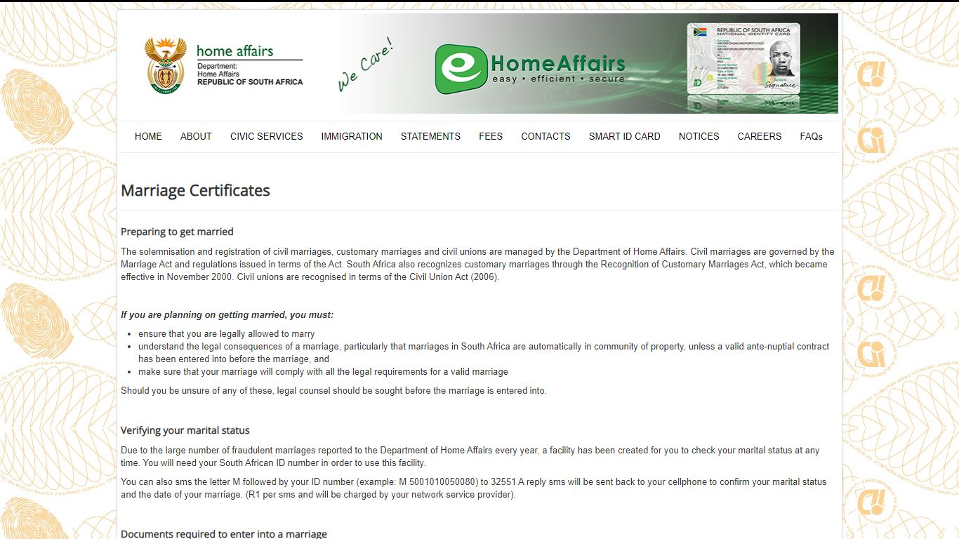 Department of Home Affairs - Marriage Certificates